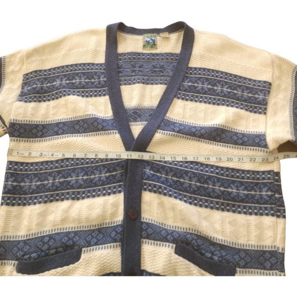 Vintage TT&Co blue and cream oversized chunky cardigan - Picture 8 of 12